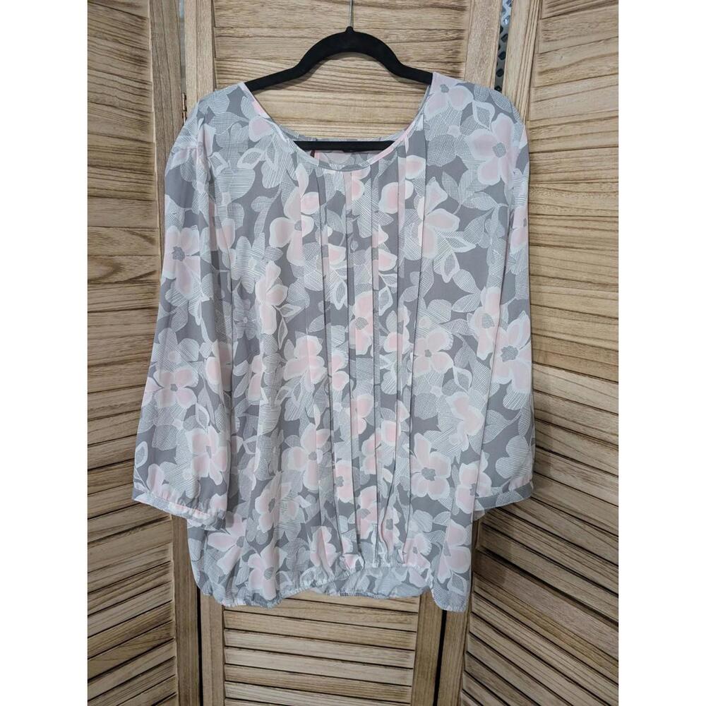 Bonnarchel Abstract Floral Printed V-Neck Blouse Floral XL